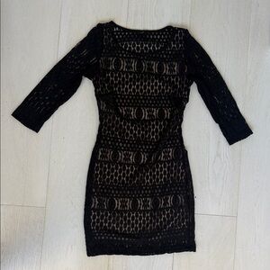 Fora NWOT Chic Black Lace Long Sleeve Dress